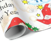 Happy Birthday Christmas Unicorn Wrapping Paper Geschenkpapier (Rolleneckpunkt)