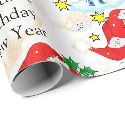 Happy Birthday Christmas Unicorn Wrapping Paper Geschenkpapier (Rolleneckpunkt)