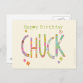 Happy Birthday Chuck Manchester und Nordwesten Postkarte (Vorne/Hinten)