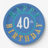 Happy Birthday Circle of Stars Blue ID527 Pappteller (Vorderseite)