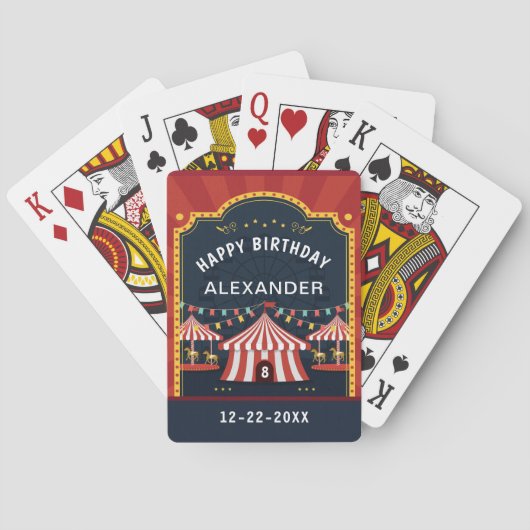 Happy Birthday Circus Kinderalter personalisieren Spielkarten (Rückseite)