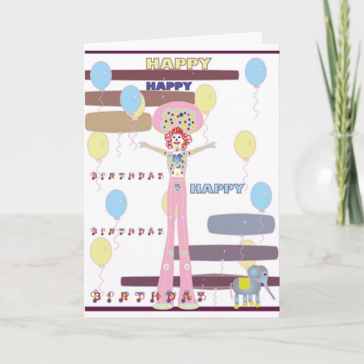 Happy Birthday Circus Style Karte (Vorderseite)