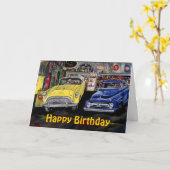 Happy Birthday Classic Car Card Karte (Gelbe Blume)
