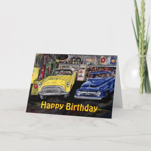 Happy Birthday Classic Car Card Karte (Vorderseite)