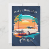 Happy Birthday Classic Car Greeting Card (Vorderseite)