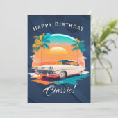 Happy Birthday Classic Car Greeting Card (Stehend Vorderseite)