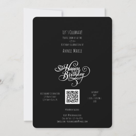 Happy Birthday Classic Collection QR Code Einladung (Vorderseite)