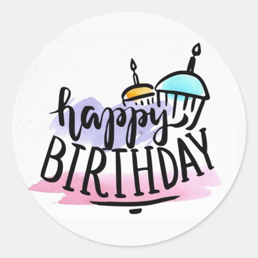 Happy Birthday Classic Round Sticker (Vorderseite)