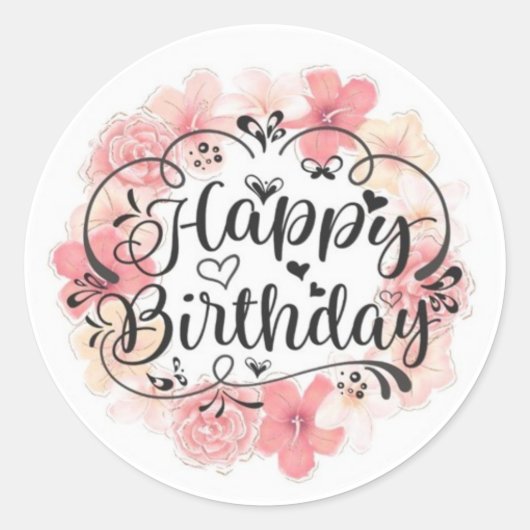 Happy Birthday Classic Round Sticker (Vorderseite)
