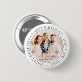 Happy Birthday | Classic Simple Custom Foto Button (Vorne & Hinten)
