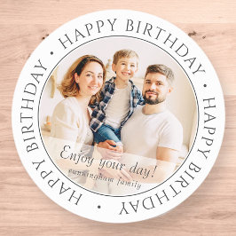 Happy Birthday | Classic Simple Custom Foto Runder Aufkleber