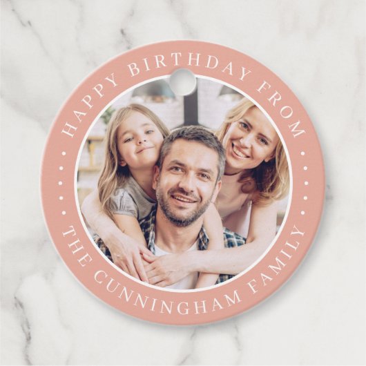 Happy Birthday Classic Simple Family Foto Geschenkanhänger (Vorderseite)