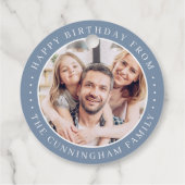 Happy Birthday Classic Simple Family Foto Geschenkanhänger (Rückseite)