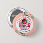 Happy Birthday Classic Simple Foto Button (Vorne & Hinten)