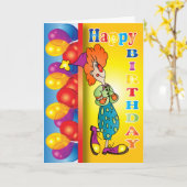 Happy Birthday Clown Karte (Gelbe Blume)