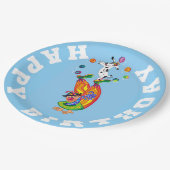 Happy Birthday Clown und Hundejongleur Pappteller (Schrägansicht)