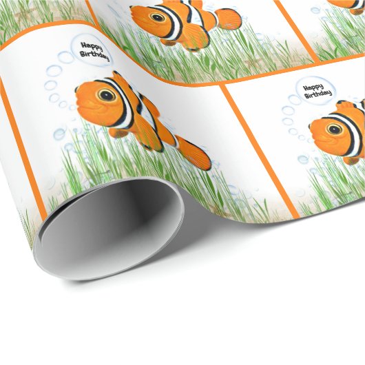Happy Birthday Clownfish Geschenkpapier (Rolleneckpunkt)