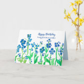 Happy Birthday Co-Worker Blue Watercolor-Blume Karte (Gelbe Blume)