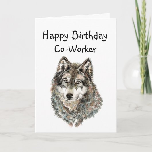 Happy Birthday Co-worker  Humor Wolf, Wolves Karte (Vorderseite)