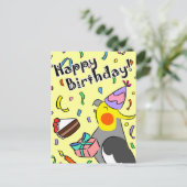 Happy Birthday Cockatiel Postkarte (Stehend Vorderseite)