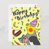Happy Birthday Cockatiel Postkarte (Vorne/Hinten)