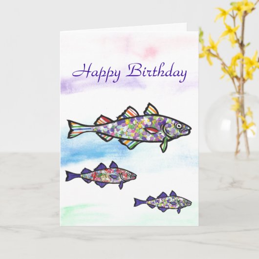 Happy Birthday Cod Karte (Gelbe Blume)