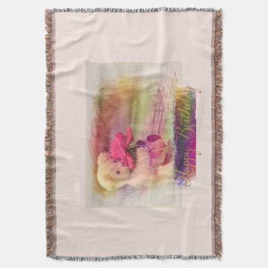 Happy Birthday Colorburst Bär Decke (Vorderseite Vertikal)