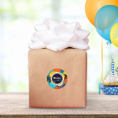 Happy Birthday Colorful 80's Retro Abstrakt Blue Runder Aufkleber