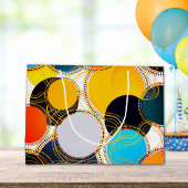 Happy Birthday Colorful 80's Retro Abstrakt Gold Große Geschenktüte