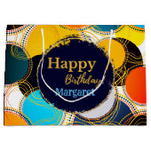 Happy Birthday Colorful 80's Retro Abstrakt Gold Große Geschenktüte (Vorderseite)