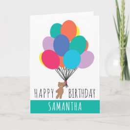 Happy Birthday Colorful Ballon Teddy Bären Name Karte