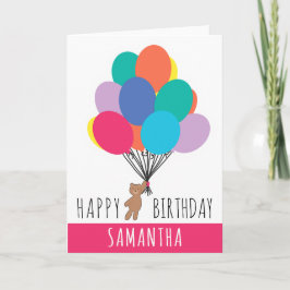 Happy Birthday Colorful Ballon Teddy Bären Name Karte