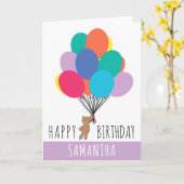 Happy Birthday Colorful Ballon Teddy Bären Name Karte (Gelbe Blume)