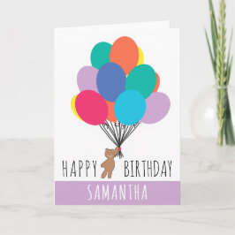 Happy Birthday Colorful Ballon Teddy Bären Name Karte
