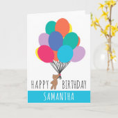 Happy Birthday Colorful Ballon Teddy Bären Name Karte (Gelbe Blume)