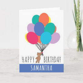Happy Birthday Colorful Ballon Teddy Bären Name Karte