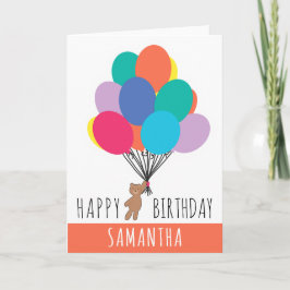 Happy Birthday Colorful Ballon Teddy Bären Name Karte