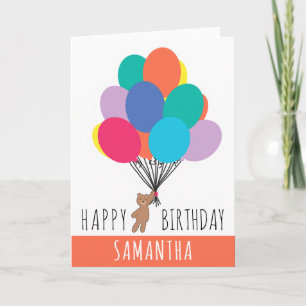 Happy Birthday Colorful Ballon Teddy Bären Name Karte