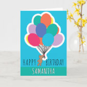 Happy Birthday Colorful Balloon Name Teddy Bar Karte (Gelbe Blume)
