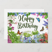 Happy Birthday Colorful Blume Botanischer Garten Postkarte (Vorne/Hinten)