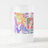 Happy Birthday Colorful Bokeh Pink Foto Jumbo Mattglas Bierglas (Vorderseite Links)