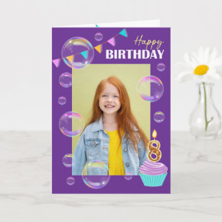 Happy Birthday Colorful Bubbles Bunting Purple Karte