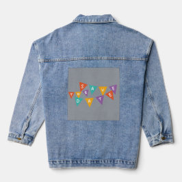 "Happy Birthday" Colorful Bunting Flags Men's Grap Jeansjacke