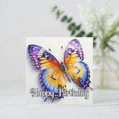 Happy Birthday Colorful Butterfly Artwork (Stehend Vorderseite)