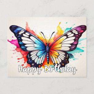 Happy Birthday Colorful Butterfly Wasserfarben Kun Feiertagspostkarte