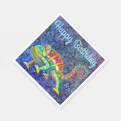 Happy Birthday Colorful Chameleon Napkins Serviette (Ecke)