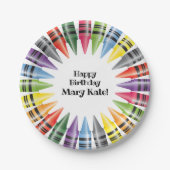 Happy Birthday Colorful Crayons Kid's Pappteller (Vorderseite)