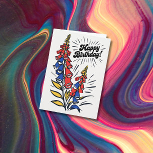 Happy Birthday Colorful Foxglove Pop Spaß Karte