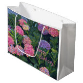 Happy Birthday Colorful Hydrangea Große Geschenktüte (Vorderseite Schrägansicht)