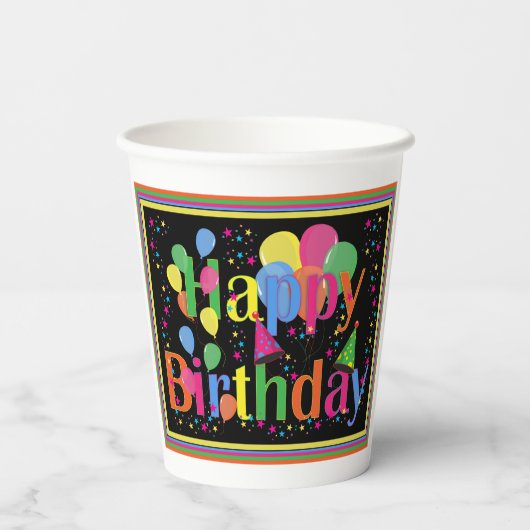 Happy Birthday Colorful Pappbecher (Rückseite)